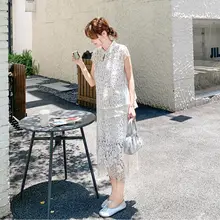 新中式白色レース刺繍ドレス【改良チーパオ・半身スカート・フレンチスタイル】（セットアップ対応）