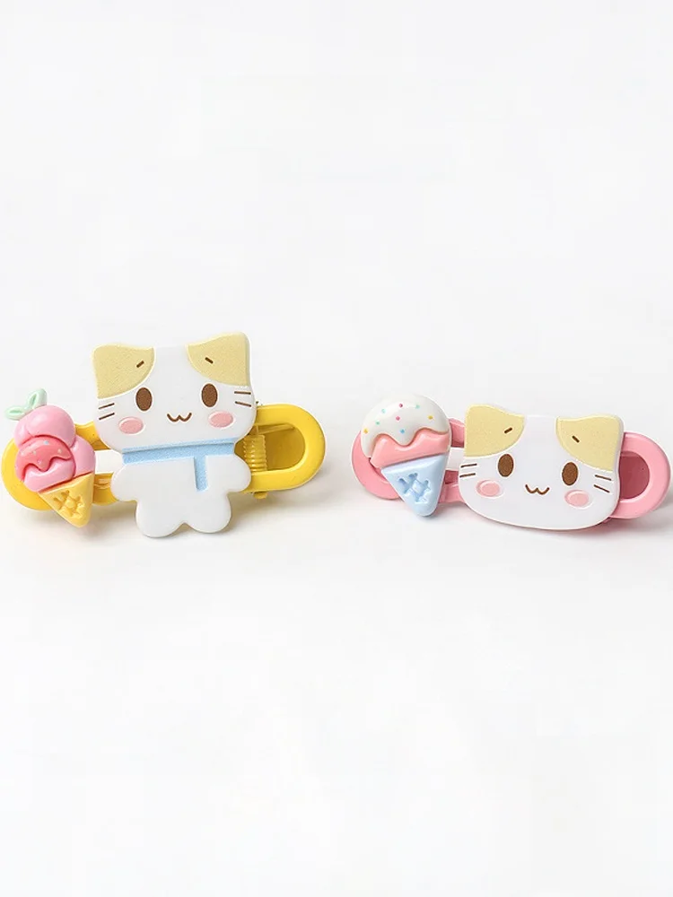 前髪パッツンに合うヘアアクセサリーは？猫アイスクリーム風のクリップが意外と人気