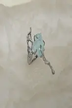 天然石使用の女性用リング【ユニークデザイン・インス風・金属製・指穿き用】