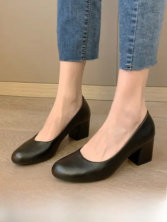 幅広足対応のハイヒール【職場向け・快適な太ヒール・ビジネスシューズ】