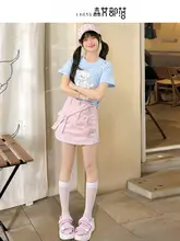 可愛いデザイン！小犬モチーフのショートTシャツ【シンプル・ラウンドネック・短袖・夏用】