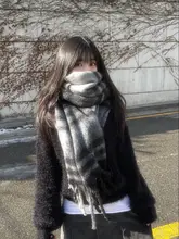 大判チェックストール【極上の柔らかさ・フリンジデザイン・男女兼用】