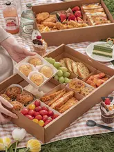 キャンプ用スイーツボックス【牛皮紙製・持ち運び便利・ピクニック用】