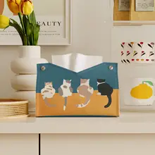 かわいい猫と犬のティッシュボックス【おしゃれな合皮・リビングやテーブル用】