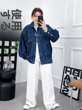 大きいサイズ レディースデニムショートジャケット【春秋用・ルーズフィット・カーディガン風】