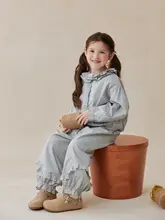 2点セット キッズ ガールズ 丸襟ブラウス パンプキンパンツ パッチワーク レースあしら 甘め 秋「SONNYKIDS」