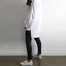 春季用 メンズ長袖Tシャツ【クルーネック・ロング丈・ゆったりシルエット】