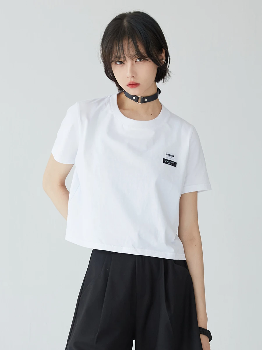 万有引力レディース半袖Tシャツ：純棉ショート丈の夏季リラックススタイル