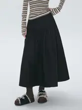 体型カバー効果抜群！Aラインハイウエストスカート【抽織りデザイン・中長丈・感】（セットアップ対応）