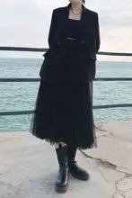 優雅なフレアチュールスカート【高ウエスト・Aライン・無地・フィット・春秋用】