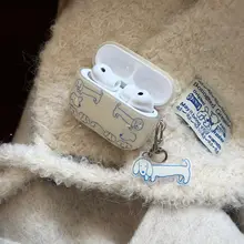 シンプルな韓国デザインのダックスフンド柄AirPods用保護ケース【対応機種：AirPods・AirPods Pro】