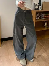 グレーのアメリカンビンテージ風ワークパンツ【高腰・快適なフィット・したワイドレッグ】（セットアップ対応）