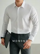ワイシャツ メンズ ホワイト アセテート 形態安定 防シワ加工 イージーケア ビジネスカジュアル 通勤「MOMENG」