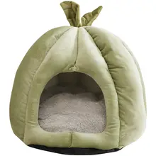カートゥーンリーフデザインのペット用冬用ベッド【取り外し可能・ハロウィン風・快適な寝床】