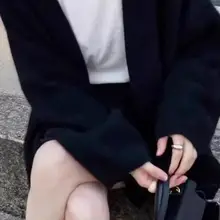 秋冬用の純羊毛ニットカーディガン【ゆったりした中長丈・柔らかな質感】