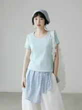 清新な文芸スタイルのブルーチェック柄バンダナ【トライアングルデザイン・オールインワン】
