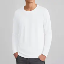 モダール長袖Tシャツ【男性用・プレーンデザイン・修身・ラウンドネック】