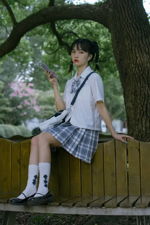塩漬け青梅柄 JKプリーツスカート