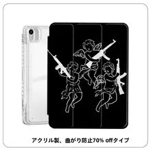 ユニークなカートゥーンデザインのiPadプロ用三折保護カバー【アクリル製・レトロヒップホップスタイル】