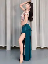 新作の花柄メッシュ腹舞衣【セクシー・コントラストカラー・長袖・踊り用】（セットアップ対応）