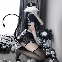 艶やかなラバーとレースの女仆風ランジェリーセット【極上の柔らかさ・プライベートに最適】（セットアップ対応）