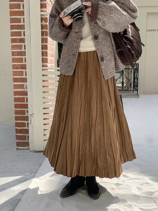 レトロなスエード調のAラインスカート【秋冬用・フィット・カジュアル】