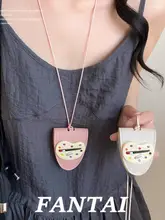 可愛らしいデザインの磁吸革ネックレス【カラーパレット・実用的・眼鏡クリップ付き・ロングチェーン】