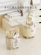 高級感あふれる大容量の回転ペンホルダー【蓋付き・デスク用・仕切り付き】