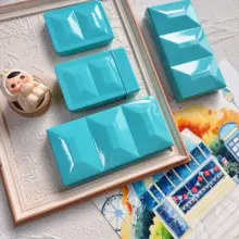 ティファニーブルーの水彩絵具収納ケース【重厚感あるホーロー製・12格24格デザイン】