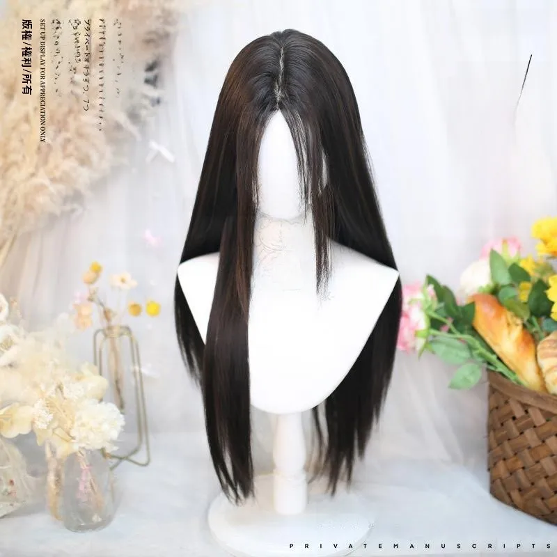 コスプレ用アニメ風ロングウィッグ：リアルなレース前髪でオフィスヘアを簡単に実現