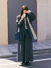 鹿与飞鳥 保暖チェック柄ウールコート【冬用・通勤・花織り】