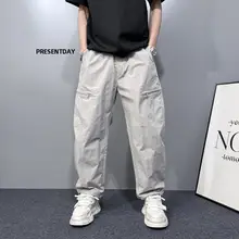 夏用薄手速乾ワイドストレートパンツ【カジュアル・シンプルデザイン・九分丈・男女兼用】（セットアップ対応）