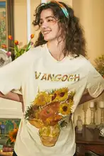 デザイン性高いグレーのTシャツ【女性用・短袖・印刷・ルーズフィット】