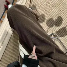 カフェブラウン コーデュロイ ワイドパンツ【高腰・フィット・秋冬用】