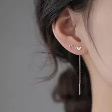 S925製シルバー ハート型イヤリング【ロングタッセル・可愛いデザイン】