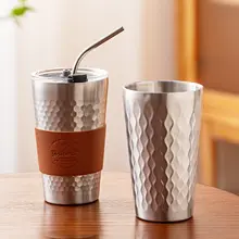 タンブラー ステンレス ダブルウォール 断熱 ストロー付き 保温 保冷 コーヒー ビール 「onlycook」
