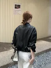 黒のライダースジャケット【スタンドカラー・女性用・ショート丈・秋用】