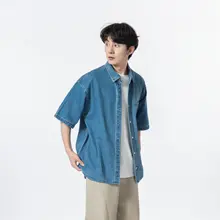 デニムシャツ 半袖 メンズ オーバーサイズ カジュ  アル 夏 「YOKE STUDIO」