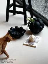 洗練されたデザイン！黒い軽やかなフルーツボウル【フランス風・装飾用アートピース】
