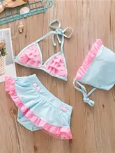 可愛いデザイン！子供用水着【ビキニスタイル・速乾・水泳帽付き】