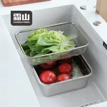 304不锈鋼製水切りバスケット【深型・角型・野菜や果物の洗浄用】