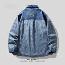 カジュアルシャツ メンズ 竹節コットン グラデーション ウォッシュドデニム アメカジ ヴィンテージ 春秋