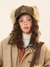 キャップ レディース 冬 厚手 保温 コーデュロ イ フェイクファー ファー