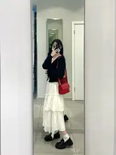 肌理感のある白い不規則ケーキスカート【ロング丈・女性用】（セットアップ対応）
