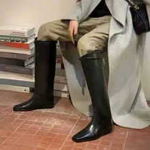 レディース 本革 バックル付き フラットウエスタンブーツ【プレーンデザイン・ブーツ】