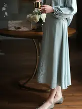 江南スタイルの女性用ハイウエストAラインスカート【春夏用・通勤・漢民族スタイル】