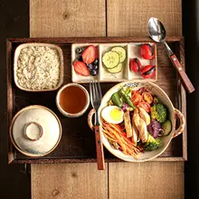 陶器製一人用食器セット【和風・箸付き・美しい仕切り皿・ギフトに最適】（セットアップ対応）