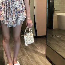 DIYキット ハンドメイド ビーズ編み パール フレンチ風 透かし編み バケツ型バッグ ハンドバッグ 材料セット