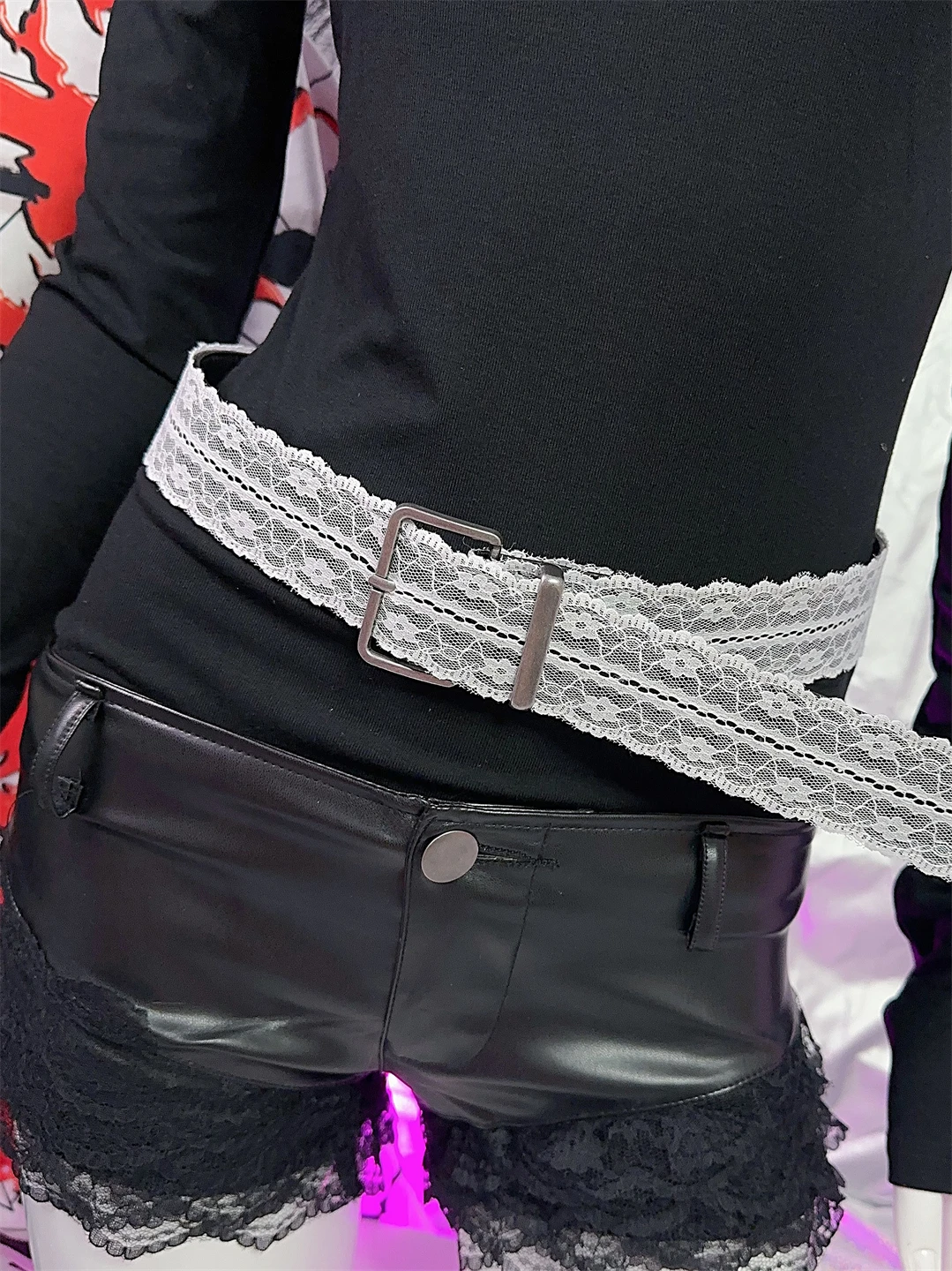 レースデザインの美少女用ベルト：Y2K スタイルのレトロなファッションアクセサリー