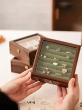 ジュエリーボックス リングケース 天然木 高級感 上品 内装 リング イヤリング ピアス 収納 防塵